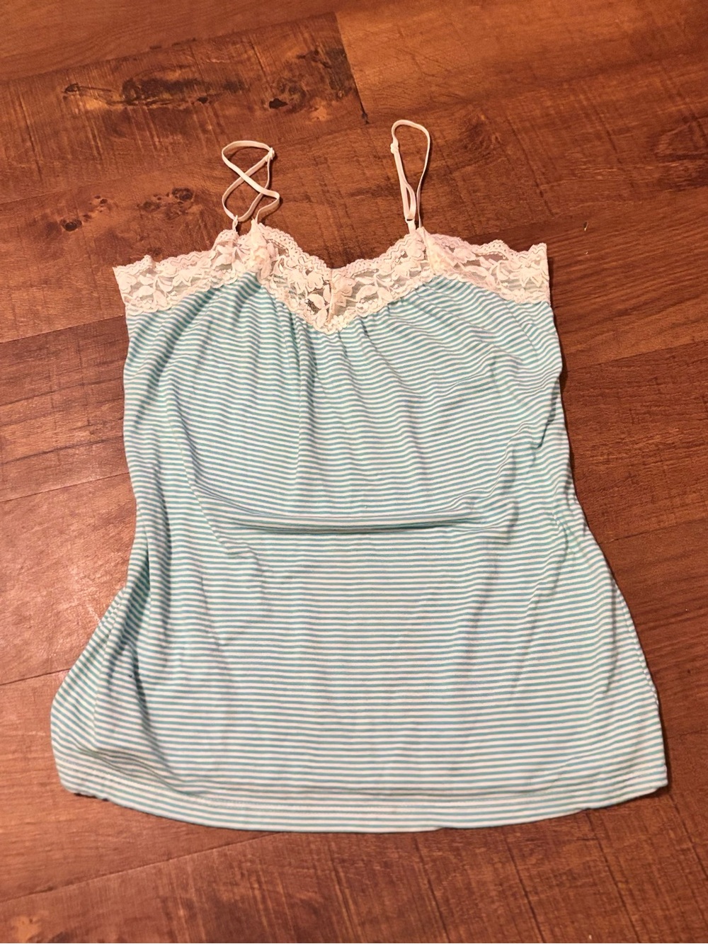 Rue21 Blue & White Striped Lace-Trim Cami